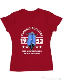 Tricou personalizat dama CLASSIC SCOOTER ADVENTURES Rosu
