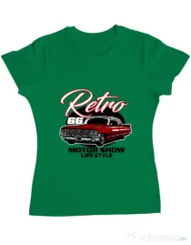 Tricou personalizat dama retro motorshow Verde mediu