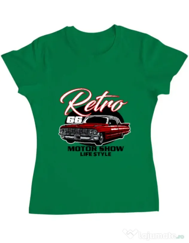 Tricou personalizat dama retro motorshow Verde mediu