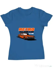 Tricou personalizat dama RETRO CLASSIC CAR CLUB Albastru azuriu