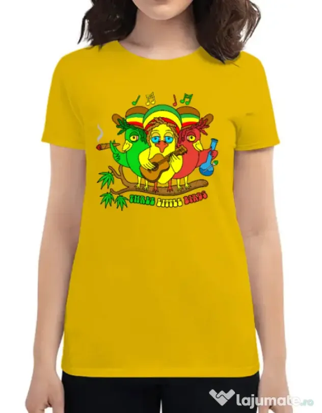 Tricou personalizat dama Three Little Birds Galben