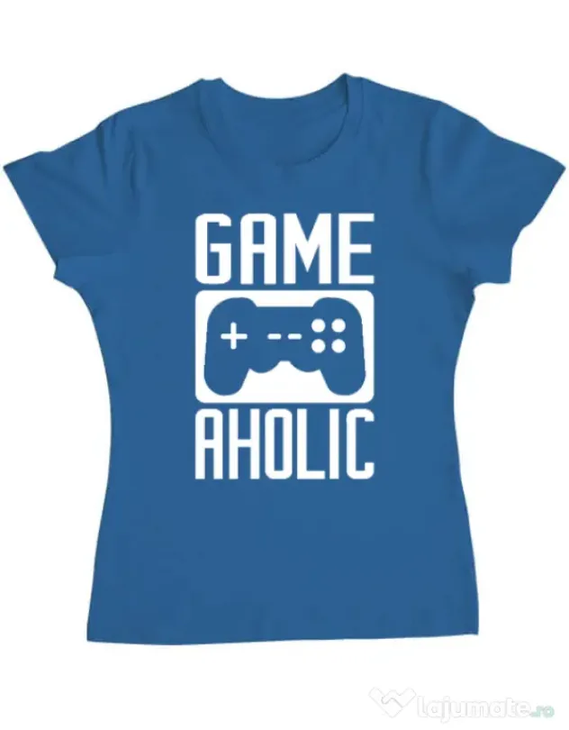 Tricou personalizat dama Gameaholic Albastru azuriu