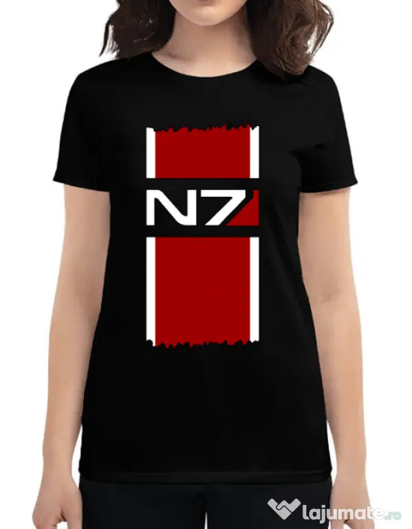 Tricou personalizat dama Mass Effect - N7 Negru