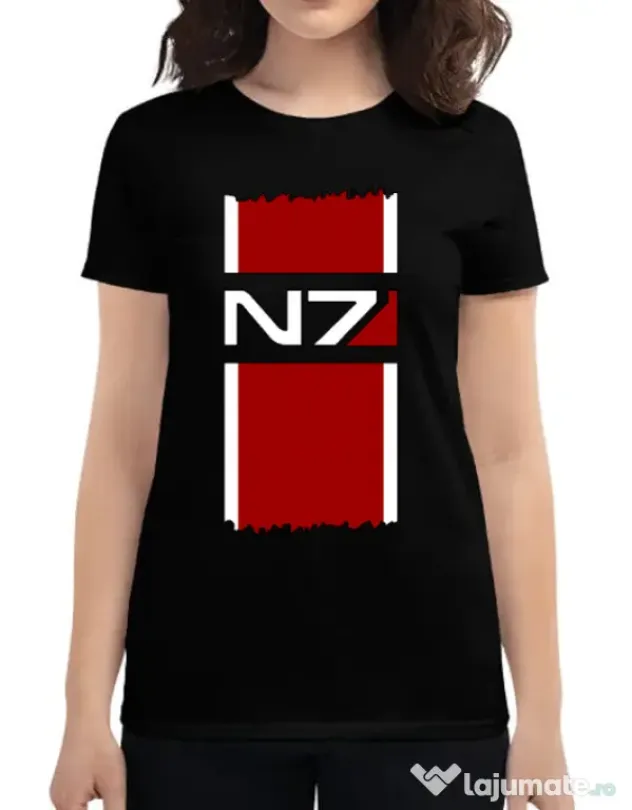 Tricou personalizat dama Mass Effect - N7 Negru