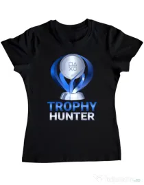 Tricou personalizat dama Playstation Trophy Hunter Negru