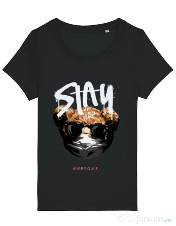 Tricou STANLEY STELLA dama Stay awesome Negru