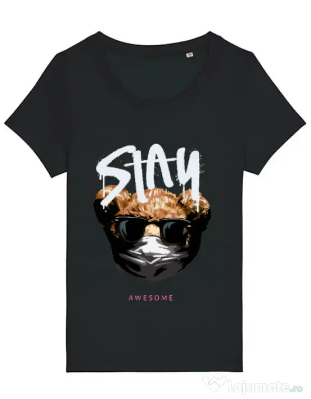 Tricou STANLEY STELLA dama Stay awesome Negru