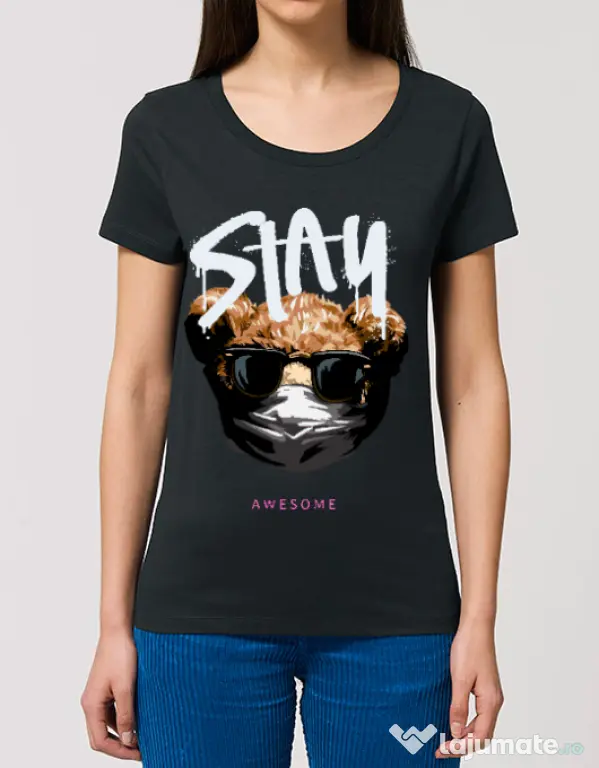 Tricou STANLEY STELLA dama Stay awesome Negru