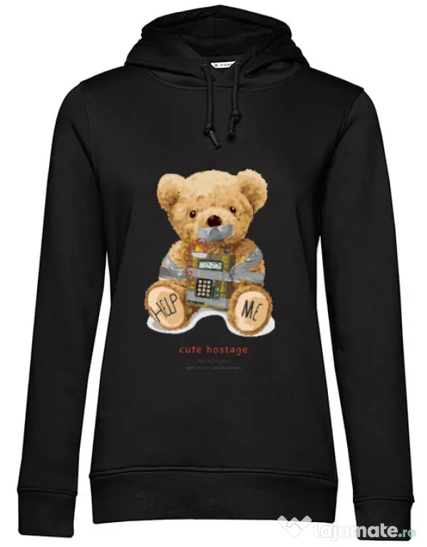 Hanorac dama cu gluga Cute hostage Negru