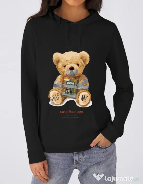 Hanorac dama cu gluga Cute hostage Negru