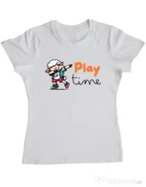 Tricou personalizat dama Play Time Alb