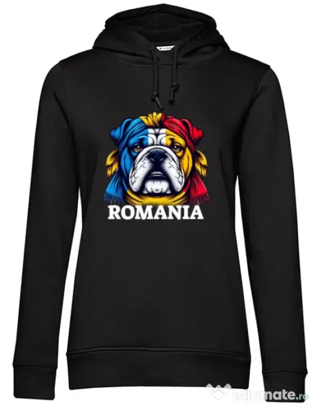 Hanorac dama cu gluga BULLDOG ROMANIA Negru