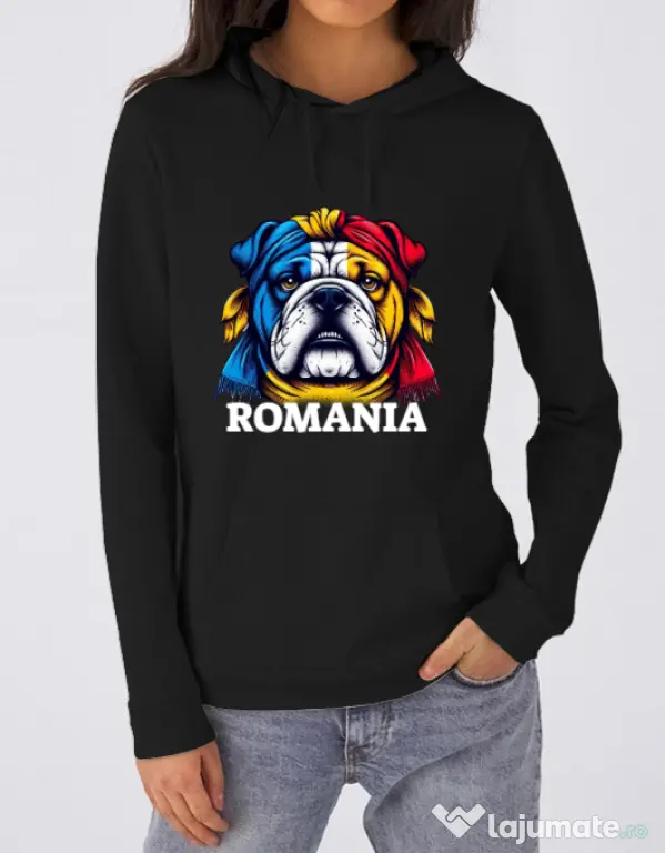 Hanorac dama cu gluga BULLDOG ROMANIA Negru