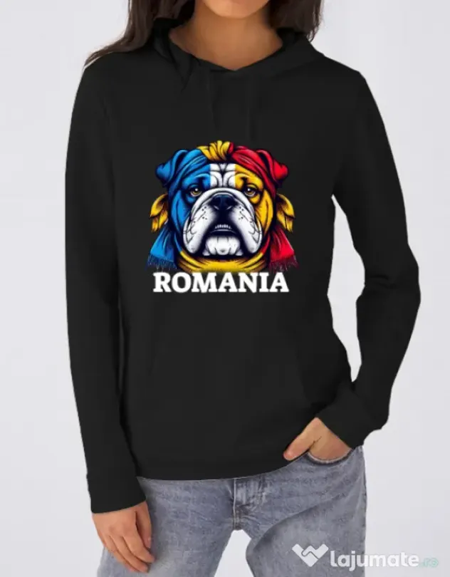 Hanorac dama cu gluga BULLDOG ROMANIA Negru