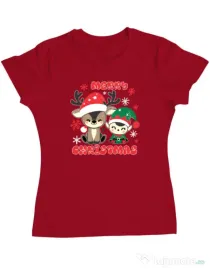 Tricou personalizat dama Prietenii lui Mos Craciun 2 Rosu