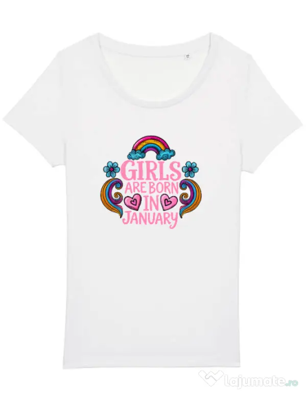 Tricou STANLEY STELLA dama Girls are born in ianuary 2 Alb