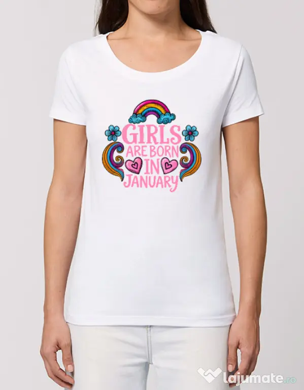Tricou STANLEY STELLA dama Girls are born in ianuary 2 Alb