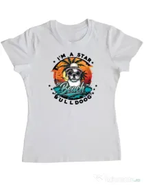 Tricou personalizat dama BULLDOG 14 Alb