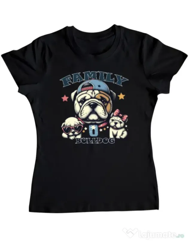 Tricou personalizat dama BULLDOG 16 Negru