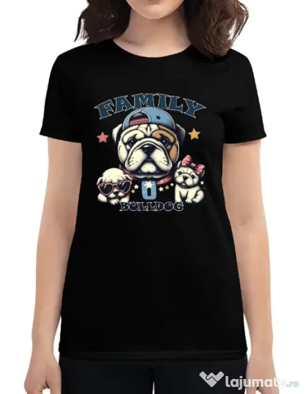 Tricou personalizat dama BULLDOG 16 Negru
