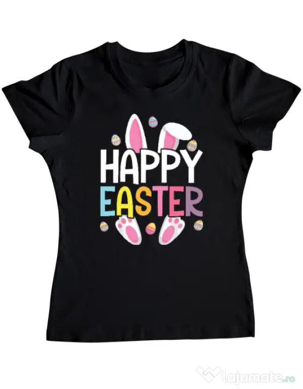 Tricou personalizat dama bunny 2 Negru