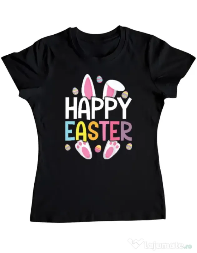 Tricou personalizat dama bunny 2 Negru