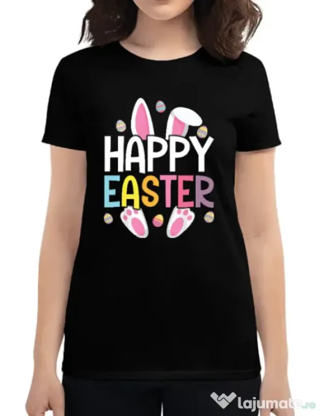 Tricou personalizat dama bunny 2 Negru