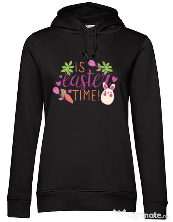 Hanorac dama cu gluga IS EASTER TIME Negru