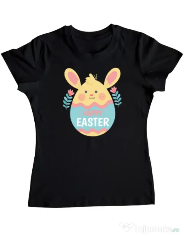 Tricou personalizat dama BUNNY CUTE Negru