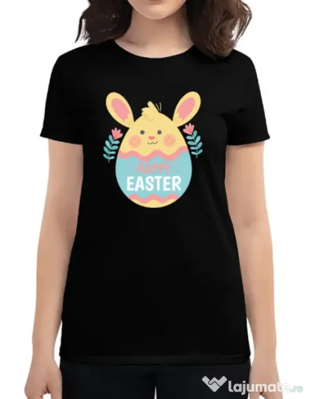 Tricou personalizat dama BUNNY CUTE Negru