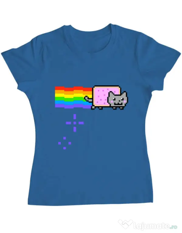 Tricou ADLER dama Nyan cat Albastru azuriu