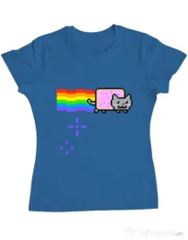 Tricou ADLER dama Nyan cat Albastru azuriu