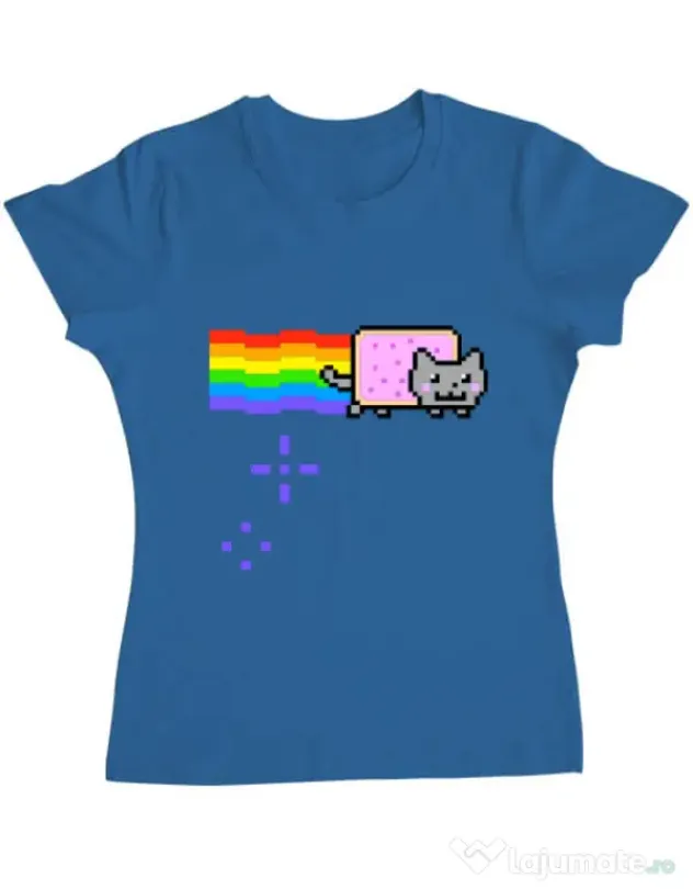 Tricou ADLER dama Nyan cat Albastru azuriu