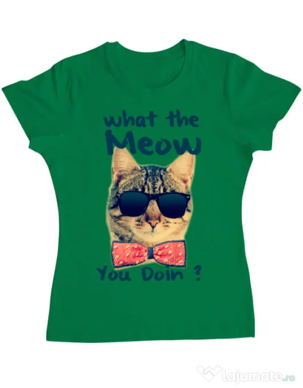 Tricou ADLER dama What the meow Verde mediu