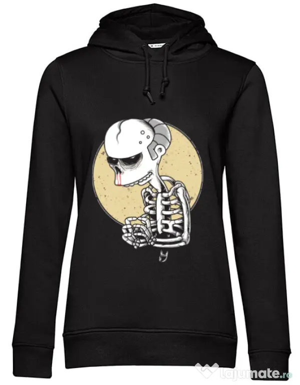 Hoodie dama cu gluga Death of Grandfather Negru