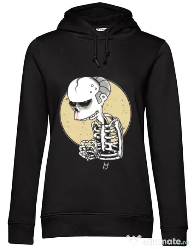 Hoodie dama cu gluga Death of Grandfather Negru
