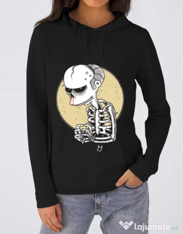 Hoodie dama cu gluga Death of Grandfather Negru