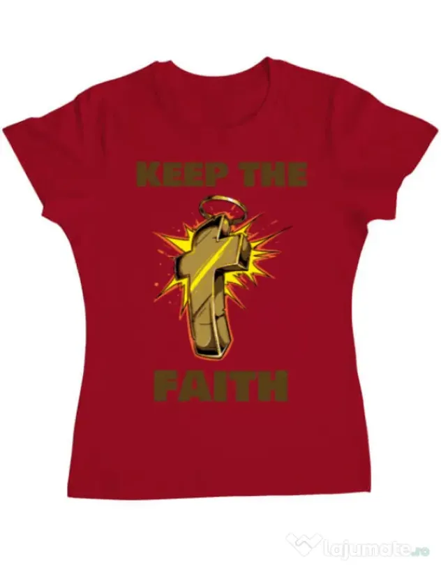 Tricou ADLER dama Keep the Faith Rosu