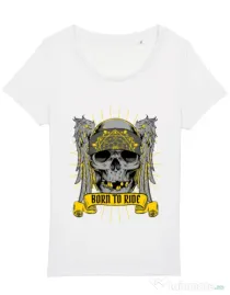 Tricou STANLEY STELLA dama Born to ride Alb