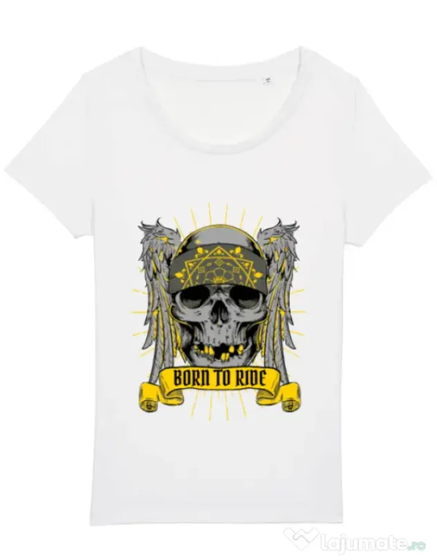 Tricou STANLEY STELLA dama Born to ride Alb