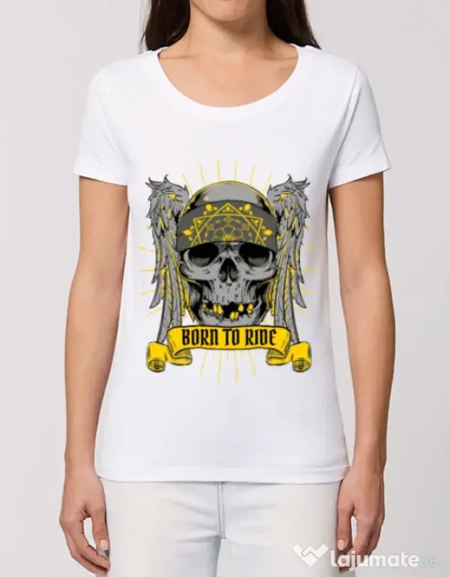 Tricou STANLEY STELLA dama Born to ride Alb