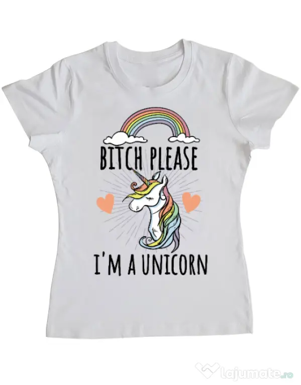 Tricou ADLER dama Bitch Please Alb