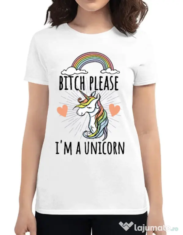 Tricou ADLER dama Bitch Please Alb
