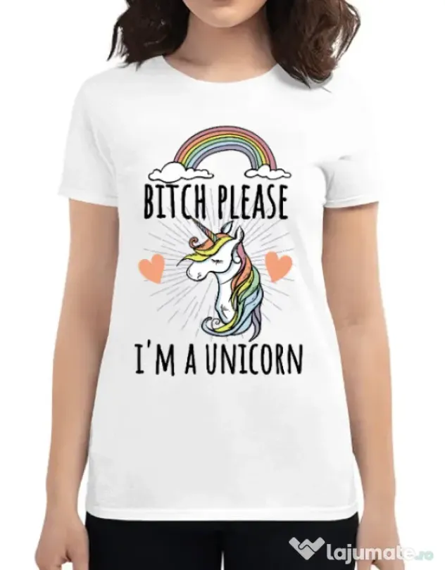 Tricou ADLER dama Bitch Please Alb