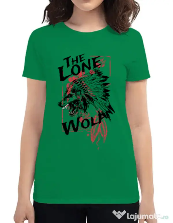 Tricou ADLER dama The lone wolf Verde mediu