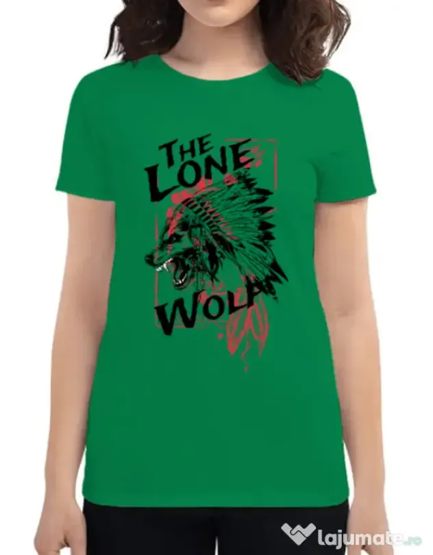 Tricou ADLER dama The lone wolf Verde mediu