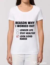 Tricou STANLEY STELLA dama Reason why I work out Alb