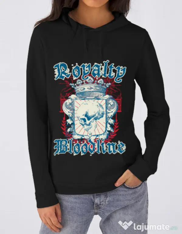 Hoodie dama cu gluga Royalty bloodline Negru