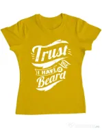 Tricou ADLER dama Trust me, I have a beard Galben