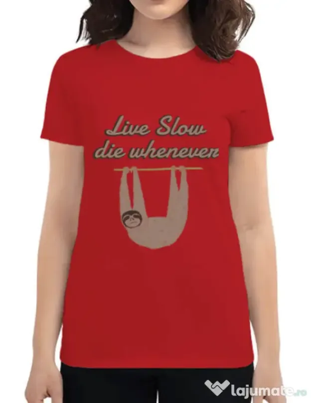 Tricou ADLER dama Live slow, die whenever Rosu